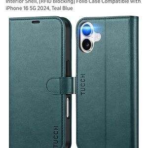 Folio Wallet Phone Case for iPhone 16 6.1”- Teal Blue